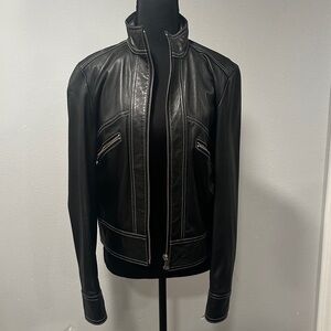 Michael Kors - Classic Black Leather Jacket - Women's
